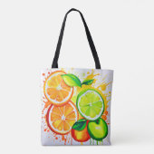 Lebendige Zitrusfrucht-Splash-Kunst Tasche (Rückseite)