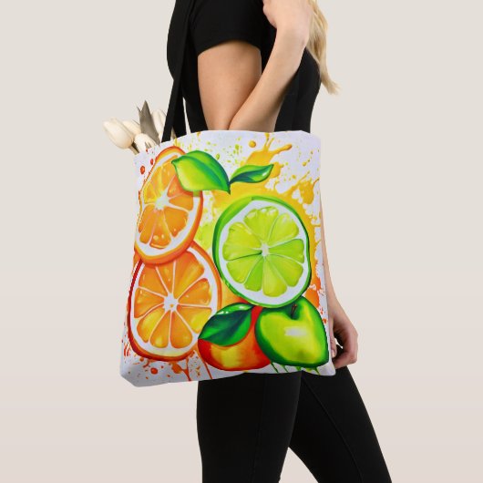 Lebendige Zitrusfrucht-Splash-Kunst Tasche (Von Nahem)