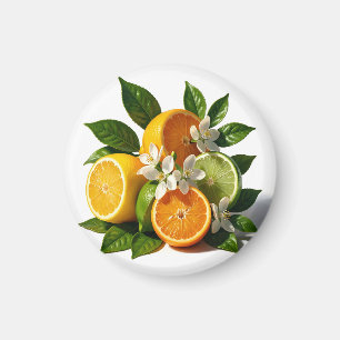 Lebendige Zitrusfrüchte Blüten Realistisch Magnet