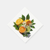 Lebendige Zitrusfrüchte Blüten Realistisch Serviette (Ecke)