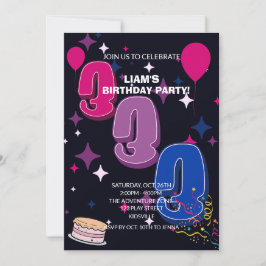 Lebendiger 3. Geburtstag | Rosa Blau Konfetti Einladung