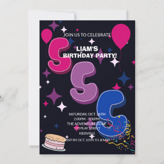 Lebendiger 5. Geburtstag | Rosa Blau Konfetti Einladung