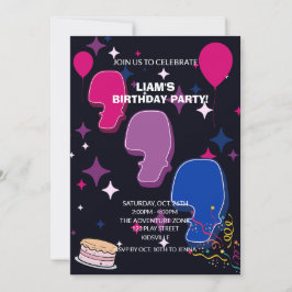 Lebendiger 7. Geburtstag | Rosa Blaues Konfetti Einladung