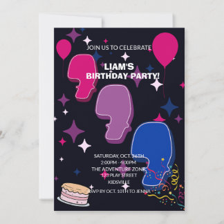 Lebendiger 7. Geburtstag | Rosa Blaues Konfetti Einladung