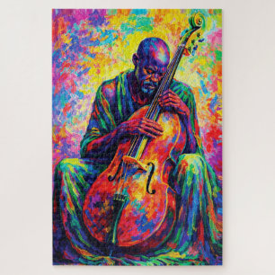 Lebendiger abstrakter Cellist Musiker Regenbogenfa Puzzle