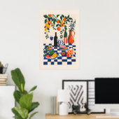 Lebendiger abstrakter Lebensmittel- und Wein-Kunst Poster (Heimbüro)