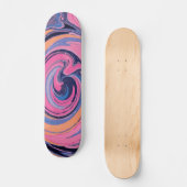 Lebendiger abstrakter rosa, blauer und orangefarbe skateboard (Vorderseite)