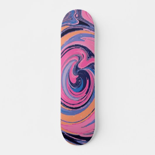 Lebendiger abstrakter rosa, blauer und orangefarbe skateboard (Vorne)