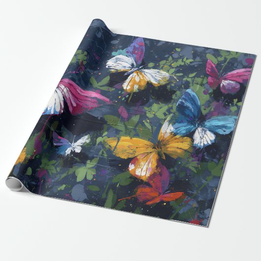 Lebendiger Abstrakter Schmetterlingsflug (1) Geschenkpapier (Ungerollt)