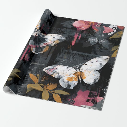 Lebendiger Abstrakter Schmetterlingsflug (3) Geschenkpapier (Ungerollt)
