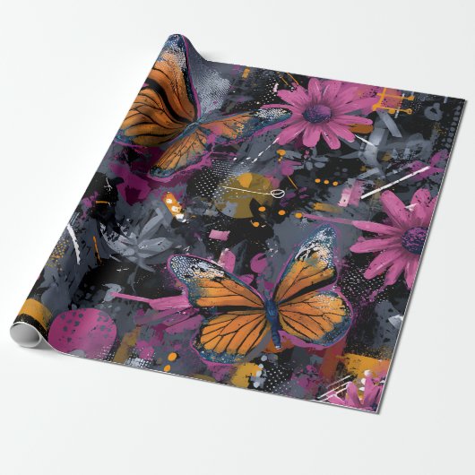 Lebendiger abstrakter Schmetterlingsflug (4) Geschenkpapier (Ungerollt)
