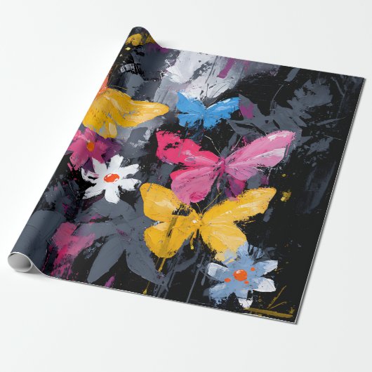 Lebendiger abstrakter Schmetterlingsflug (5) Geschenkpapier (Ungerollt)
