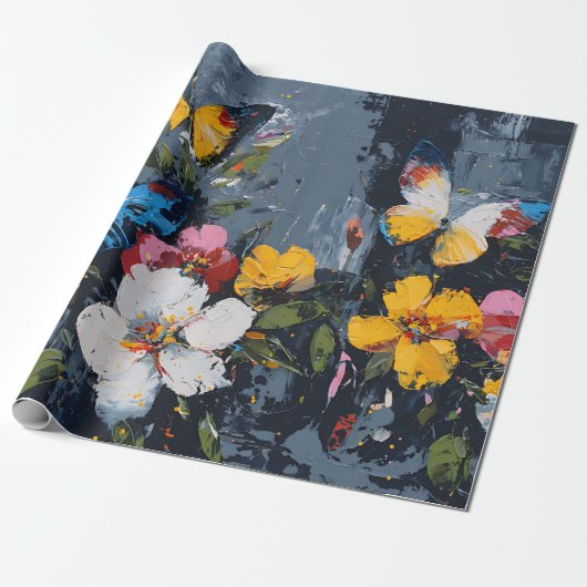 Lebendiger abstrakter Schmetterlingsflug (9) Geschenkpapier (Ungerollt)