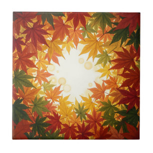 Lebendiger Ahornblatt-Kreisrahmen Herbst Fliese