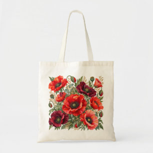 Lebendiger Aquarell-Mohn-Garten Tragetasche