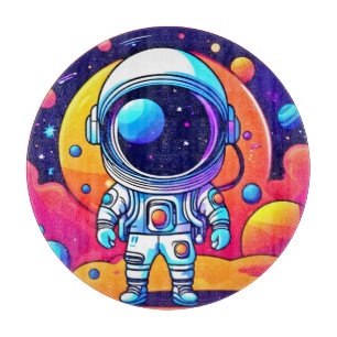 Lebendiger Astronaut in kosmischer Kunst Schneidebrett