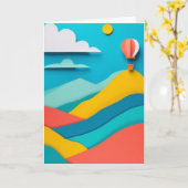 Lebendiger Aufstieg eines Heißluftballons Karte (Gelbe Blume)