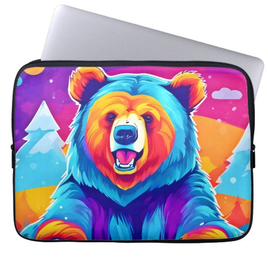 Lebendiger Bär im Schnee Laptopschutzhülle (Vorderseite)