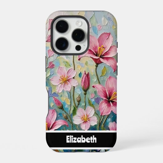 Lebendiger bemalter Blumengarten Smartphone iPhone Hülle (Rückseite)