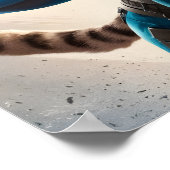 Lebendiger Blaue Feline Superhero mit Brille Poster (Ecke)