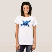 Lebendiger blauer abstrakter Sternestil Statement T-Shirt (Vorne ganz)