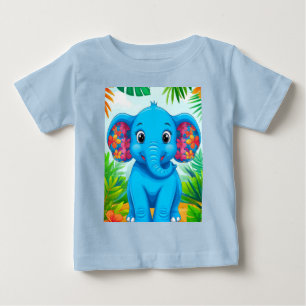 Lebendiger blauer Elefant Cartoon im tropischen Ds Baby T-shirt