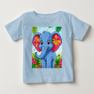 Lebendiger blauer Elefant Cartoon im tropischen Ds Baby T-shirt