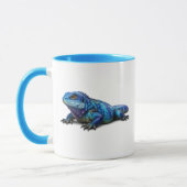 Lebendiger blauer Leguan-Echsen-Grafik Zweifarben- Tasse (Links)