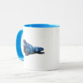 Lebendiger blauer Leguan-Echsen-Grafik Zweifarben- Tasse (Vorderseite Links)