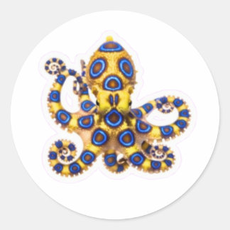 Lebendiger Blauring-Oktopus-Aufkleber - Exotische Runder Aufkleber