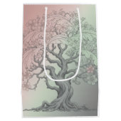 Lebendiger blühender Blumenbaum Mittlere Geschenktüte (Rückseite)