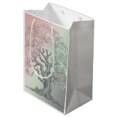 Lebendiger blühender Blumenbaum Mittlere Geschenktüte (Rückseite Schrägansicht)
