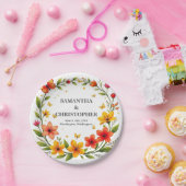 Lebendiger Blumenkranz mit Schmetterlingen-43290 Pappteller (Party)