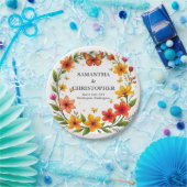 Lebendiger Blumenkranz mit Schmetterlingen-43290 Pappteller (Party)