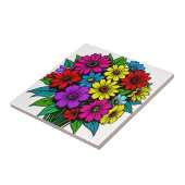 Lebendiger Blumenstrauß in vielen Farben Fliese (Seite)