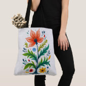 Lebendiger Boho-Blumenbaum-Volkskunst-Botanik Tasche (Von Nahem)