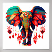 Lebendiger Boho-Chic-Elefant Poster (Vorne)