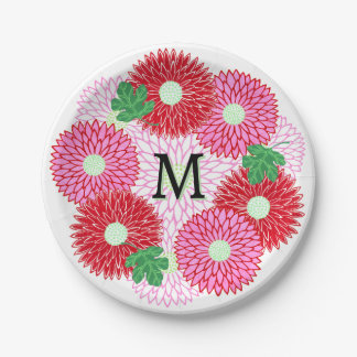 Lebendiger Boho-Stil Rosa & Rote Blumenparty Pappteller