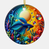 Lebendiger Bunter Glas Abstrakt Betta Fisch Keramik Ornament (Vorne)
