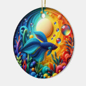 Lebendiger Bunter Glas Abstrakt Betta Fisch Keramik Ornament (Links)