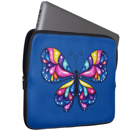 Lebendiger Bunter Schmetterling Laptopschutzhülle (Vorne Rechts)