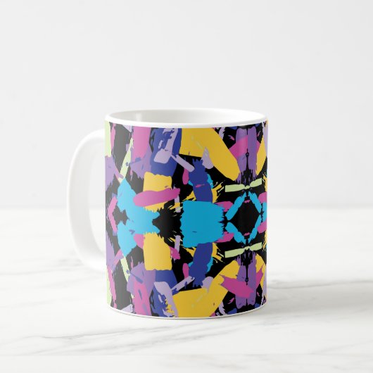 Lebendiger Burst: Random-Farbabstürze Kaffeetasse (Vorderseite Links)
