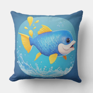 Lebendiger Cartoon-Fisch mit Spritzer Kissen