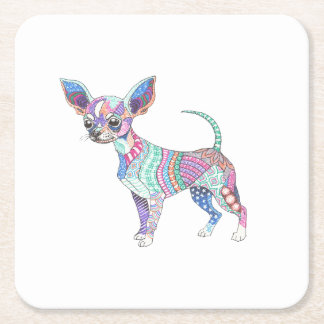 Lebendiger Chihuahua-Getränkeuntersetzer aus Papie Rechteckiger Pappuntersetzer