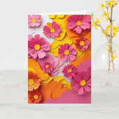 Lebendiger Cosmos aus geschnittenem Papier Karte (Gelbe Blume)