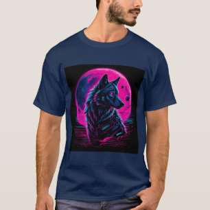 Lebendiger Cyberpunk-Neonwolf T-Shirt