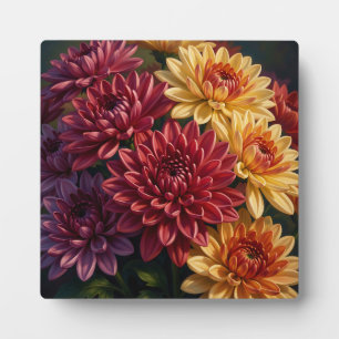 Lebendiger Dahlien-Blumenstrauß Fotoplatte
