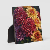 Lebendiger Dahlien-Blumenstrauß  Fotoplatte (Vorderseite)
