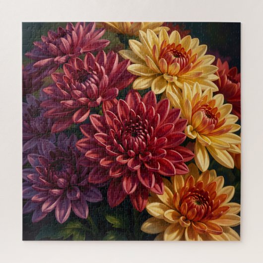 Lebendiger Dahlien-Blumenstrauß Puzzle (Vertikal)