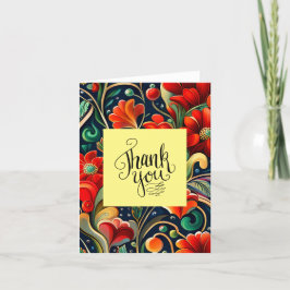 Lebendiger Dank: Rote Blume und geklappte Dankesch Dankeskarte